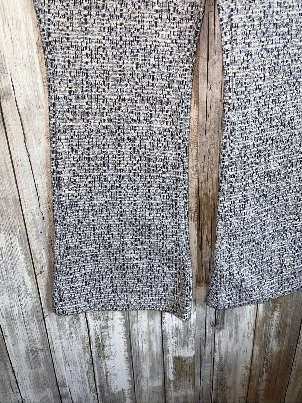 Zara Blue Tweed Boucle High Rise Flare Pants Trousers Size S NWT